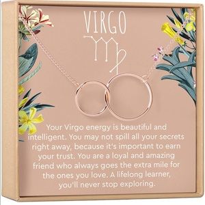Virgo Zodiac Gift Necklace - Tarot birthday, holiday present Rose Gold